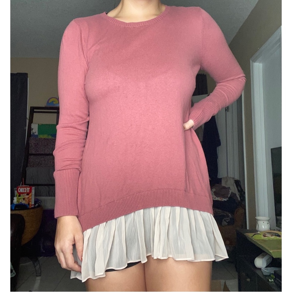 Soft pink ruffle sweater